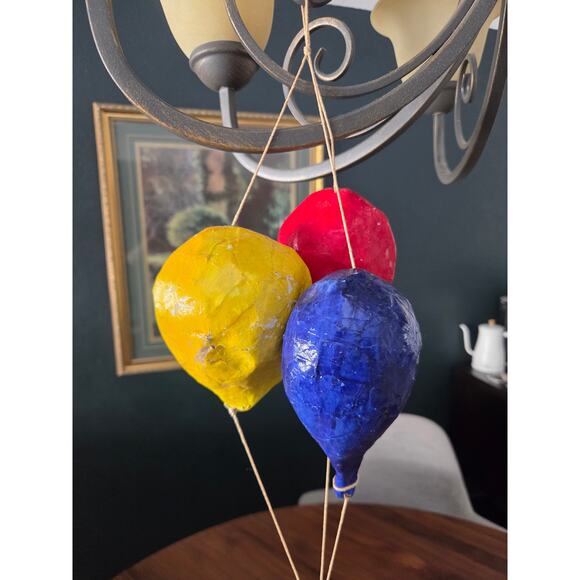 Vintage Papier Mâché Hanging Clown with Balloons 30" Bright Circus Decor - Picture 10 of 10